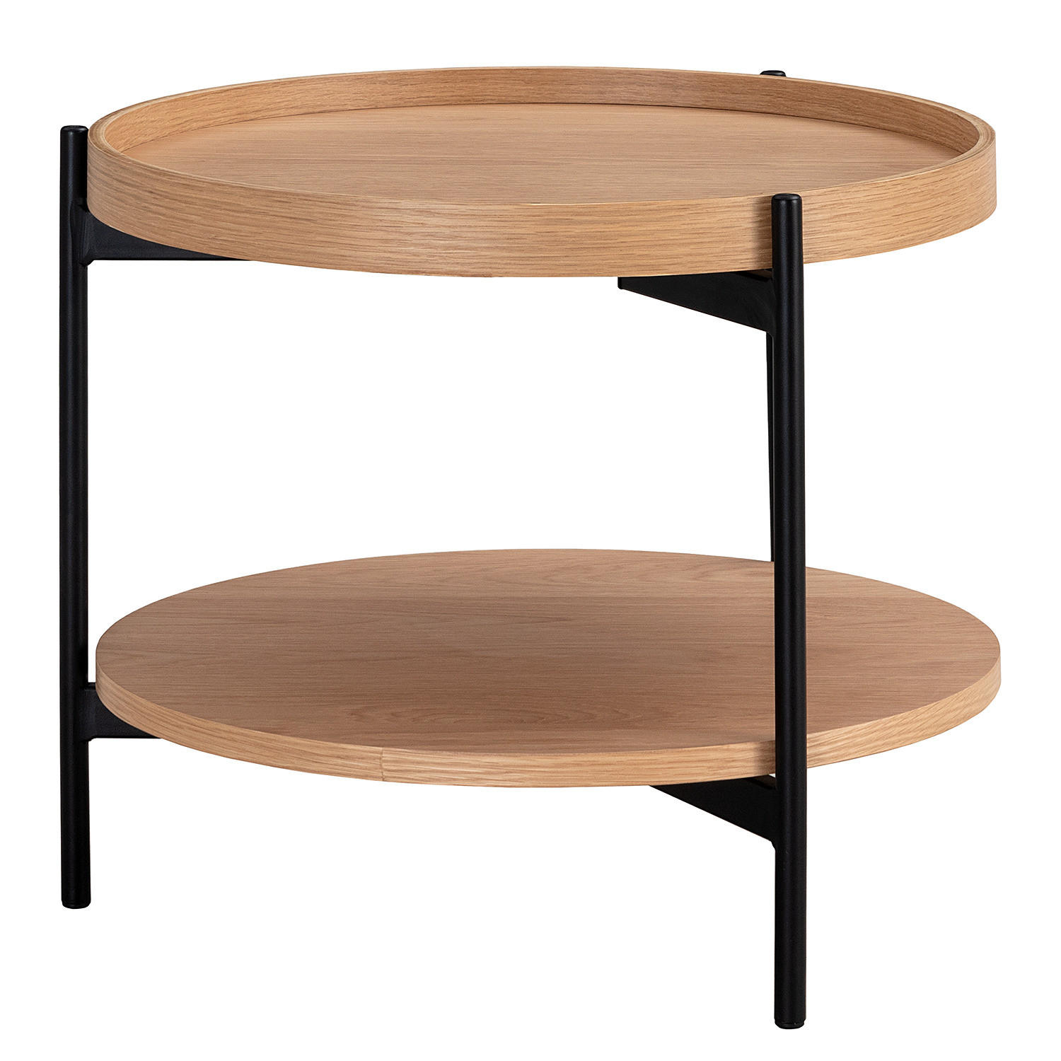 BEISTELLTISCH - Echtholzfurnier - Eichefarben, Holzwerkstoff/Metall (52/52/45cm) - home24