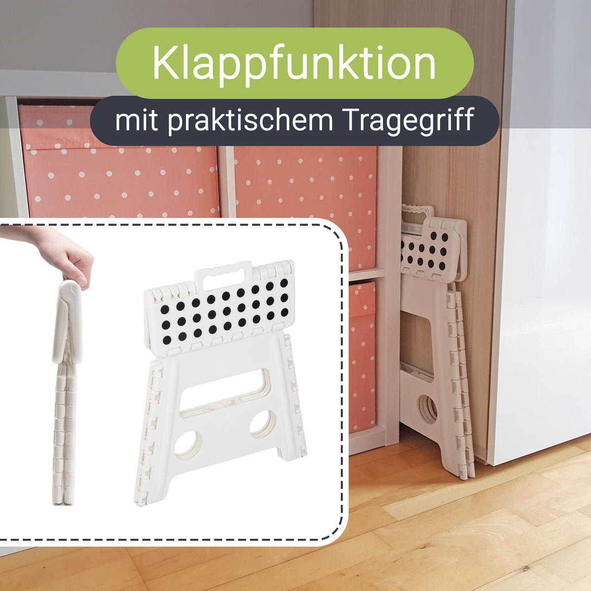 KLAPPHOCKER, 100% Kunststoff - Weiß, Kunststoff (29/30/22cm) - Zollner