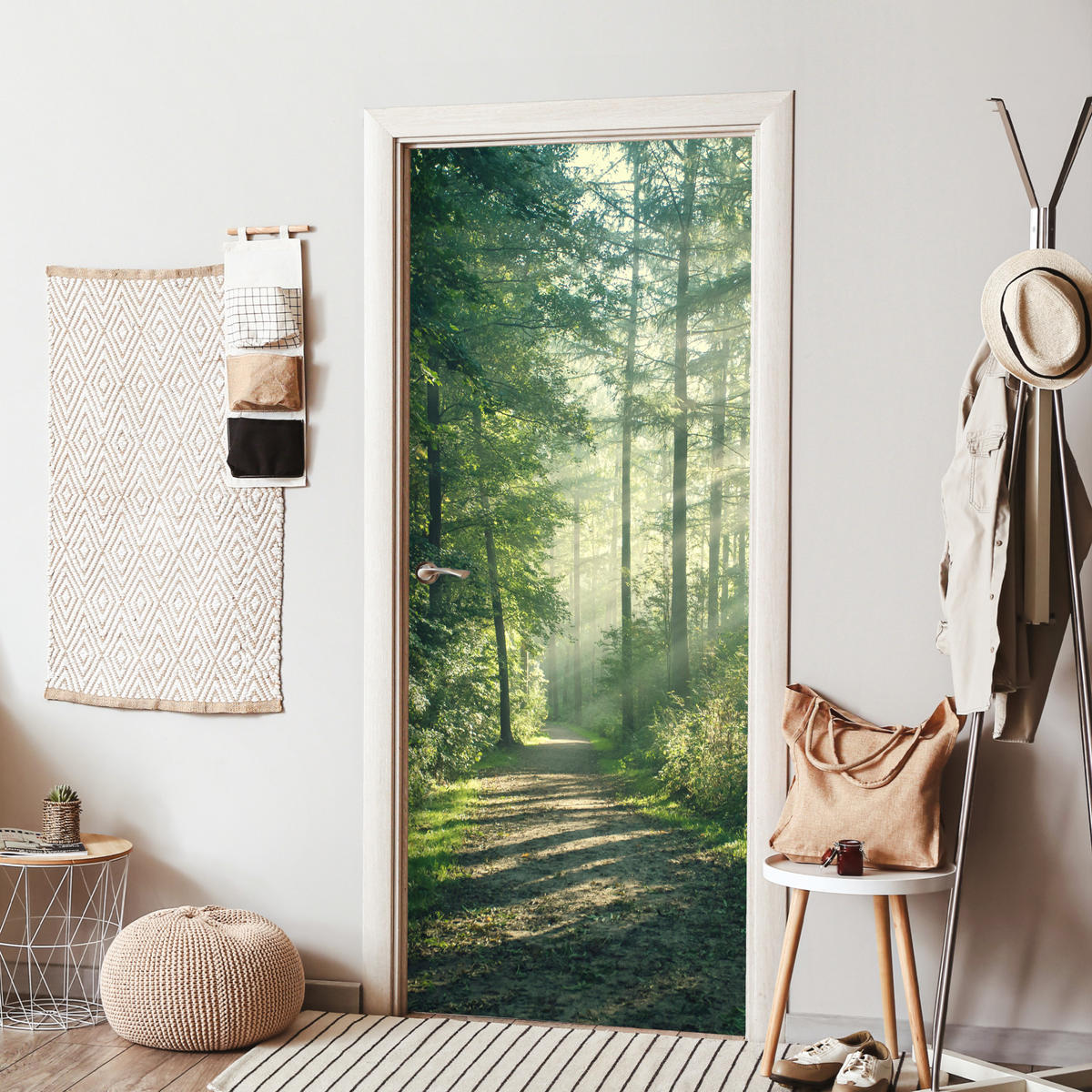NALJEPNICA ZA VRATA Šuma 90x205 cm - šumsko zelena, plastika (90/0.1cm) - MuchoWow