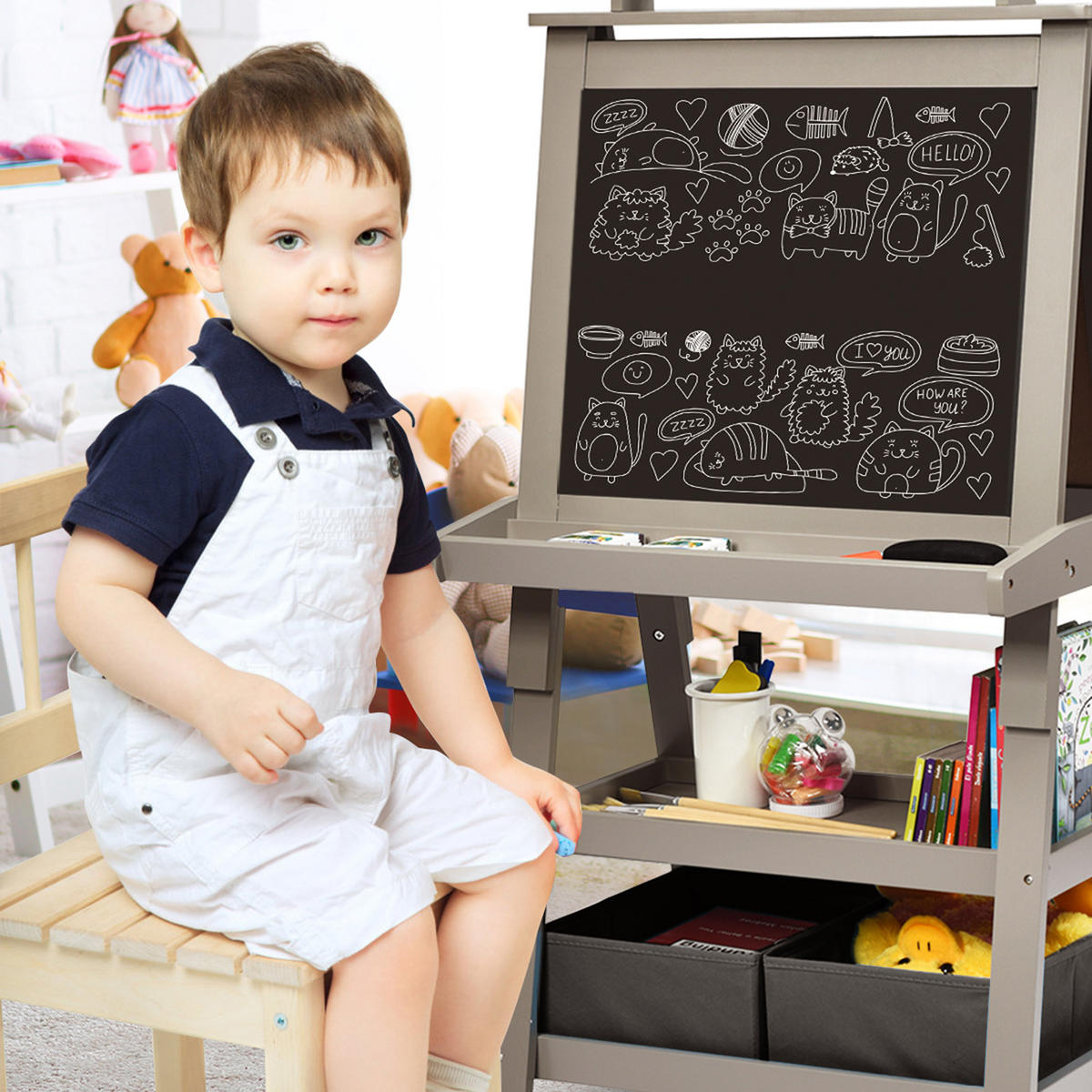 STAFFELEI Grau - Grau, Holz (50/117/59cm) - COSTWAY