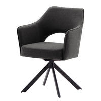 DREHBARER ARMLEHNENSTUHL - Anthrazit, Textil/Metall (64/85/61cm) - home24