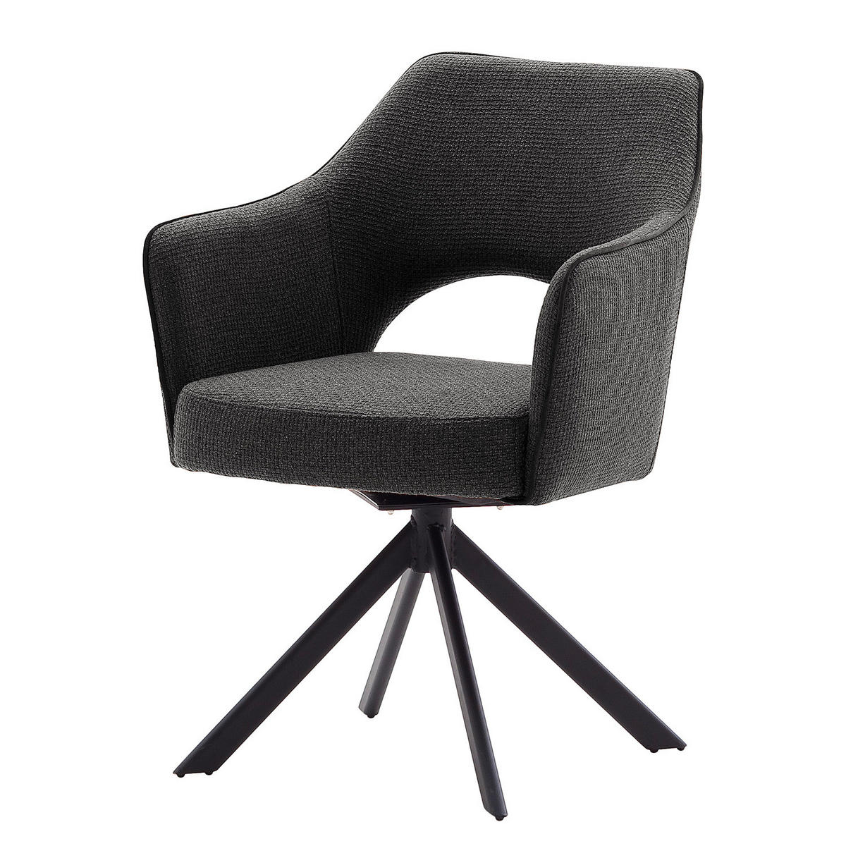 DREHBARER ARMLEHNENSTUHL - Anthrazit, Textil/Metall (64/85/61cm) - home24