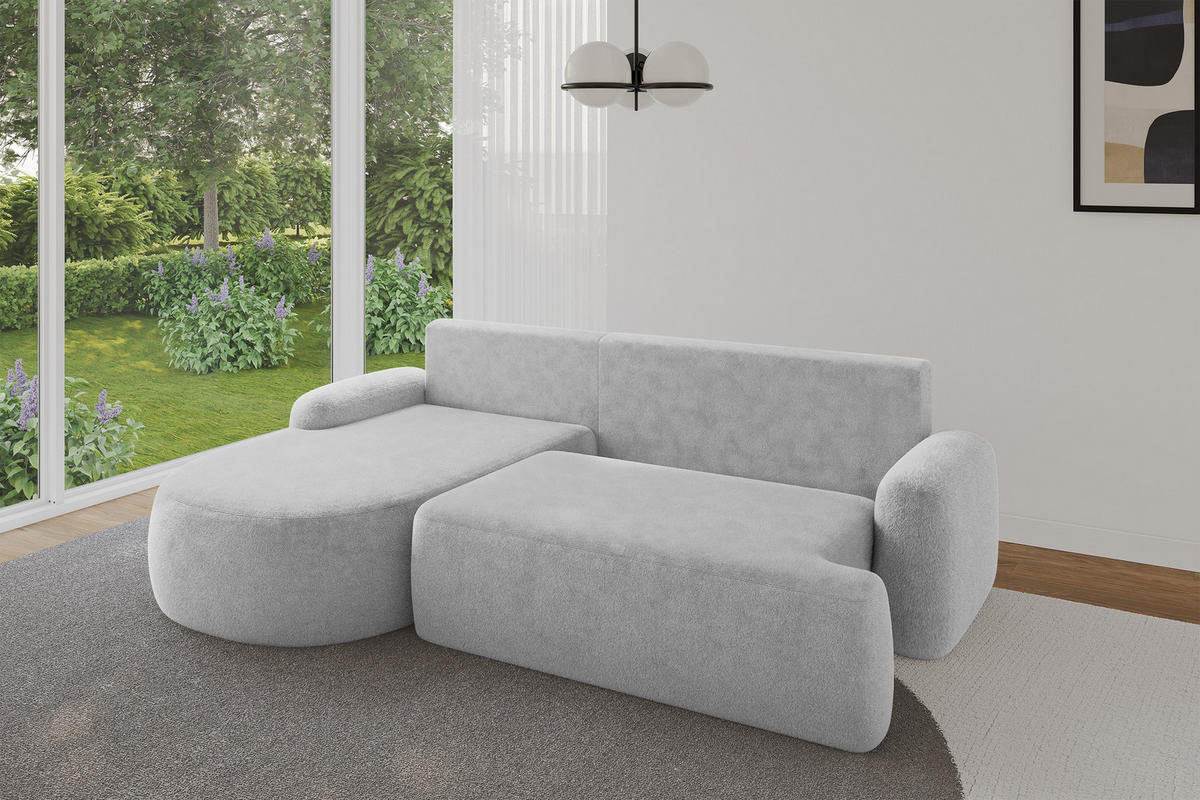 ECKSOFA mit Schlaffunktion und Bettkasten LIRA-L - 264x172x89 Grau - Grau, Holzwerkstoff/Textil (264/172cm) - ALTDECOR