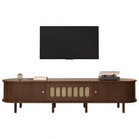 TV-LOWBOARD 180x40x40 cm Nussbaum Rattan 1 Tür MDF Oval - Walnussfarben, Holzwerkstoff (40/40/180cm) - FLIEKS