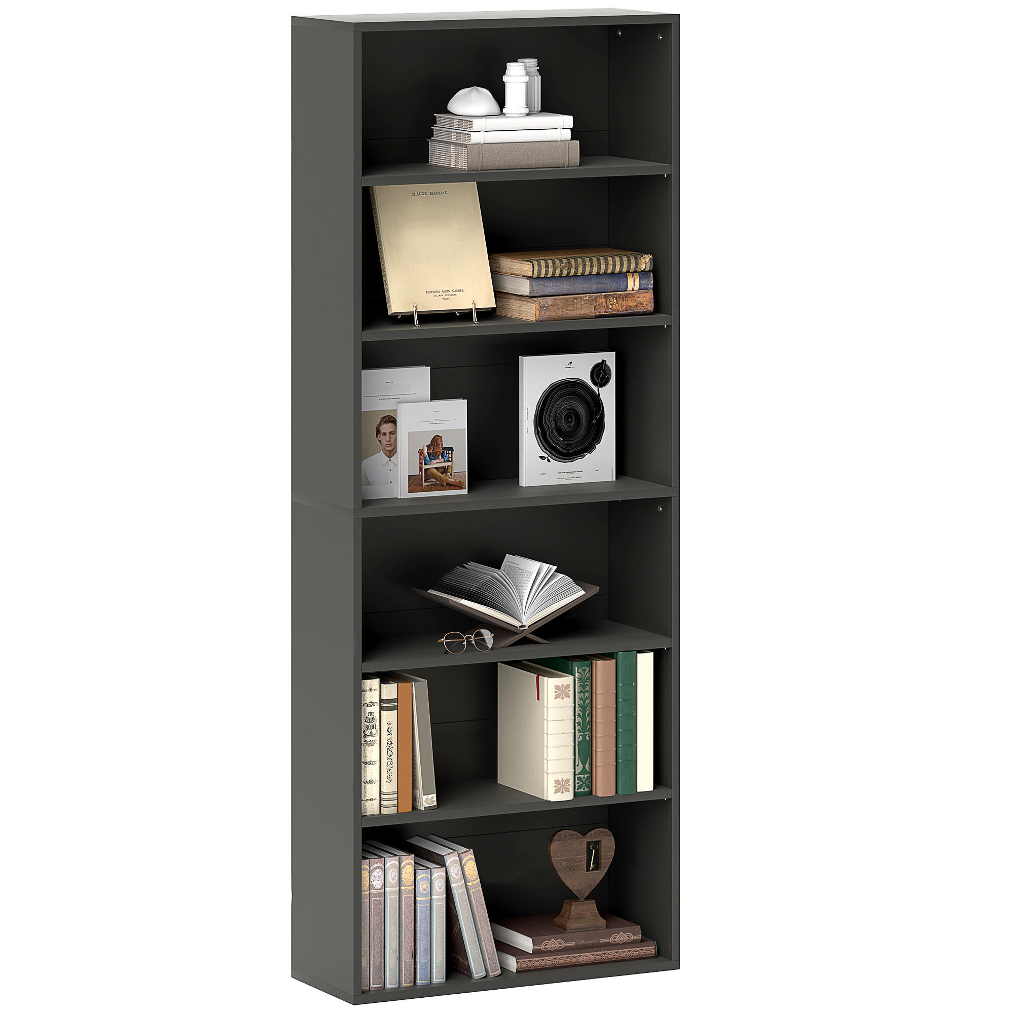 REGAL DE-15568 60/24/158 cm, 6 verstellbare Böden Schwarz - Schwarz, Holzwerkstoff (60/158.5/24cm) - ComfortXL