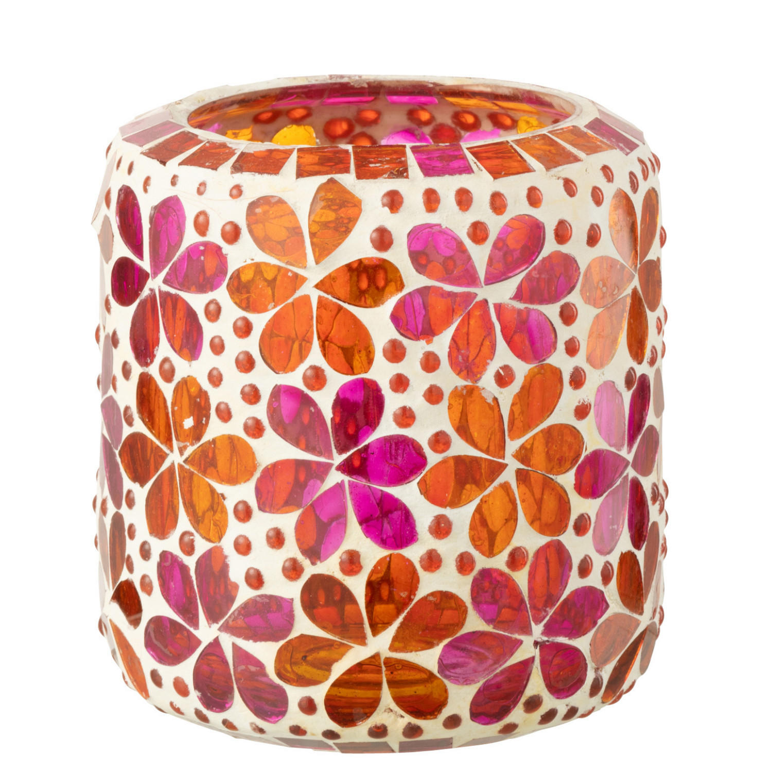 KERZENSTÄNDER MOSAIK DO (2ER SET) - Orange, Glas (10/11cm) - J-Line