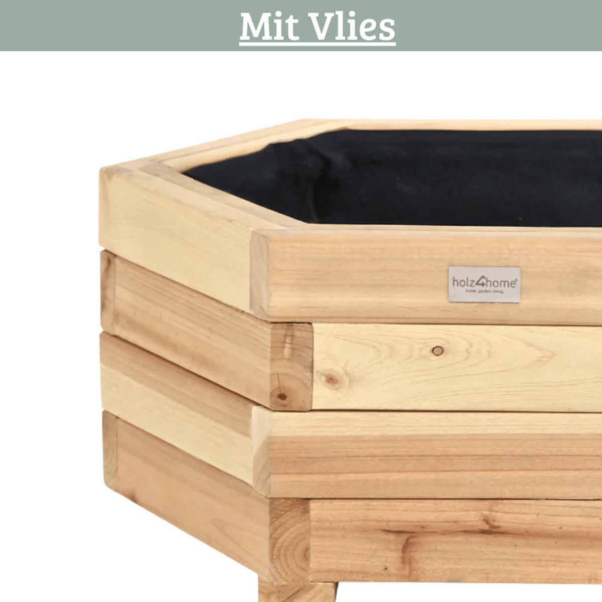 PFLANZKASTEN Holz 6-eckig MICHA Inkl. Vlies 46cm Breit - Braun, Holz (46/22/46cm) - DELUKE