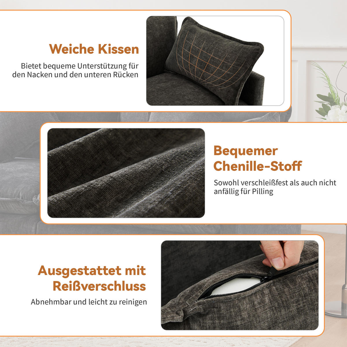 ECKSOFA 283/147/84 cm Dunkelgrau mit 1 Fußhocker - Dunkelgrau, Textil (283/147cm) - Oxeza