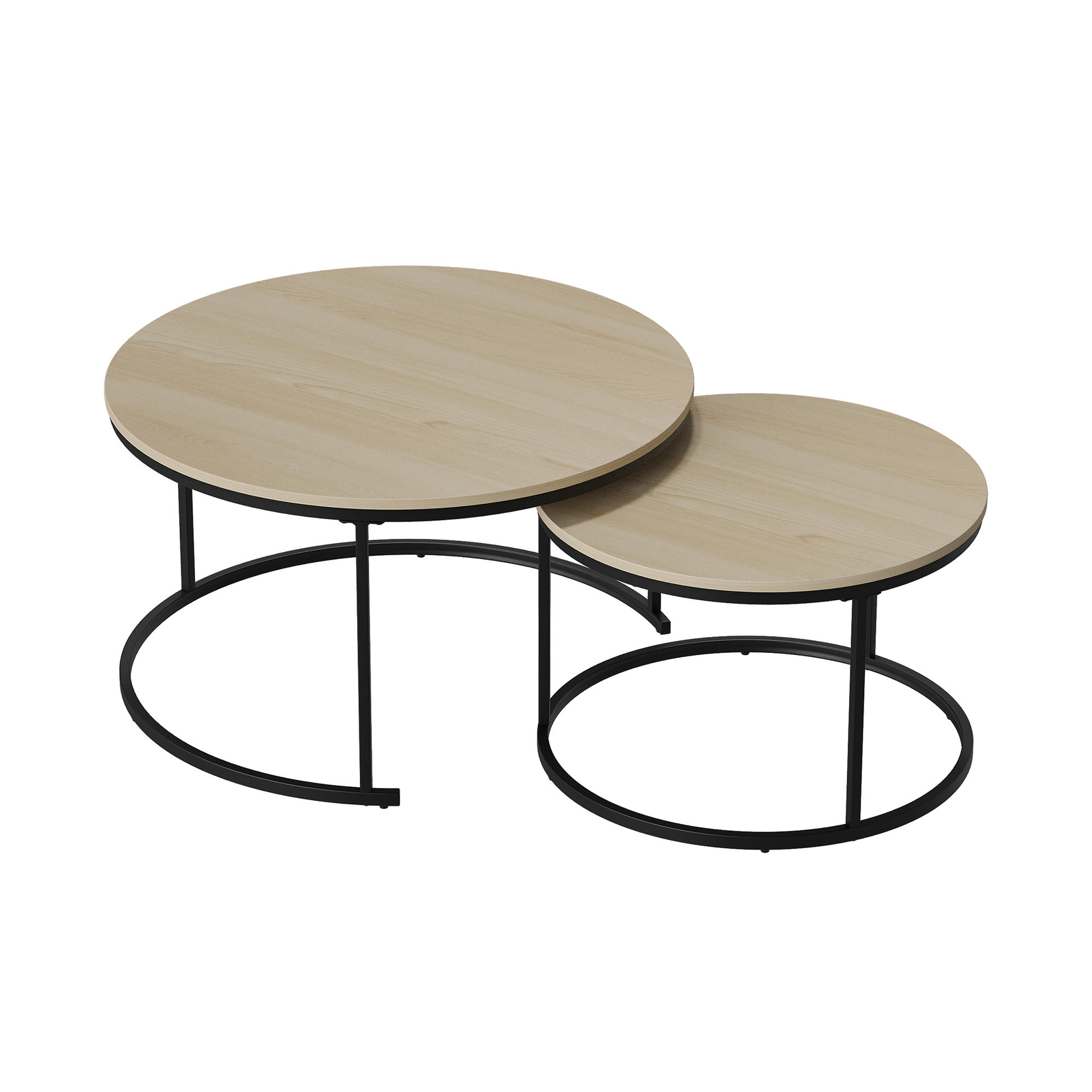 COUCHTISCH-SET DE-37281 80cm 2er-Set rund mit Nesting-Design Eiche - Eichefarben, Holzwerkstoff (80/80/45cm) - ComfortXL