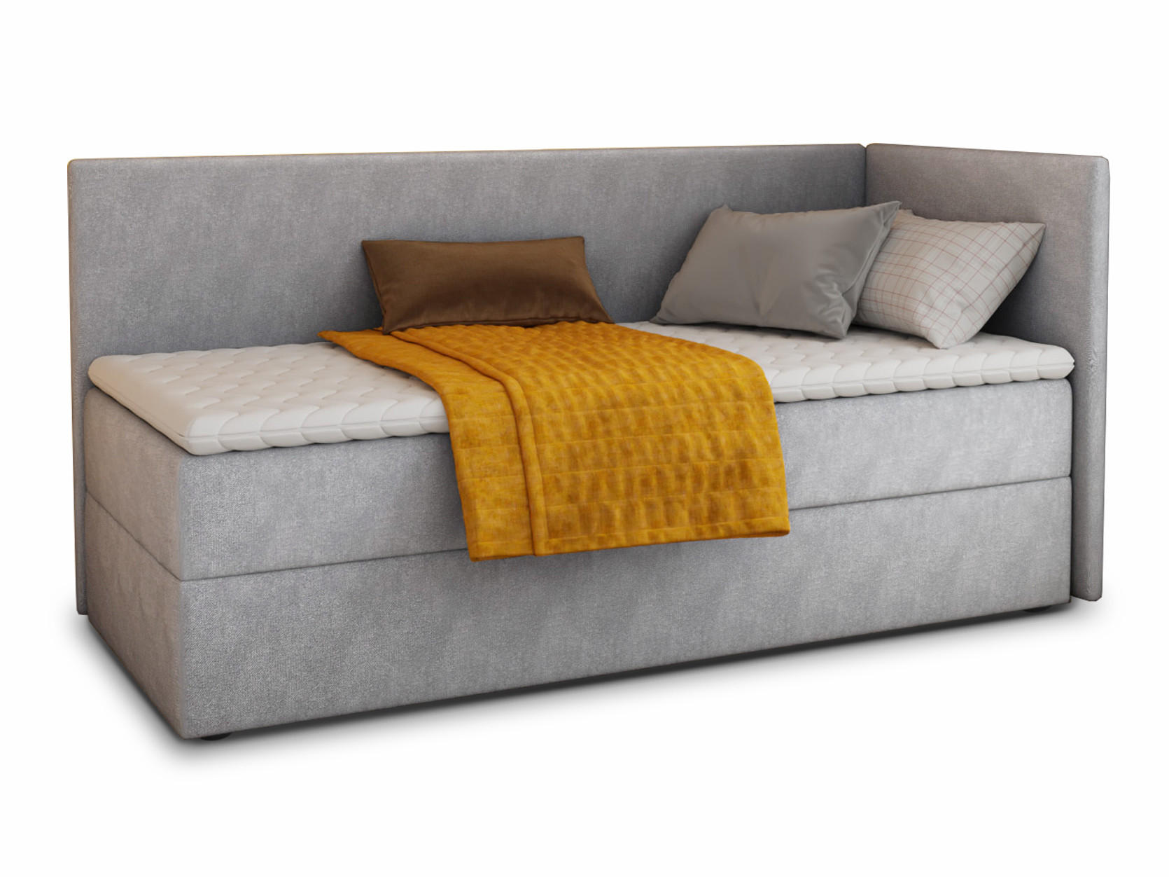 BOXBETT Flame - 100x200 - grau (Paros 05, Velvet - Paros) - Schwarz/Grau, Holz/Holzwerkstoff (100/200cm) - Sofnet
