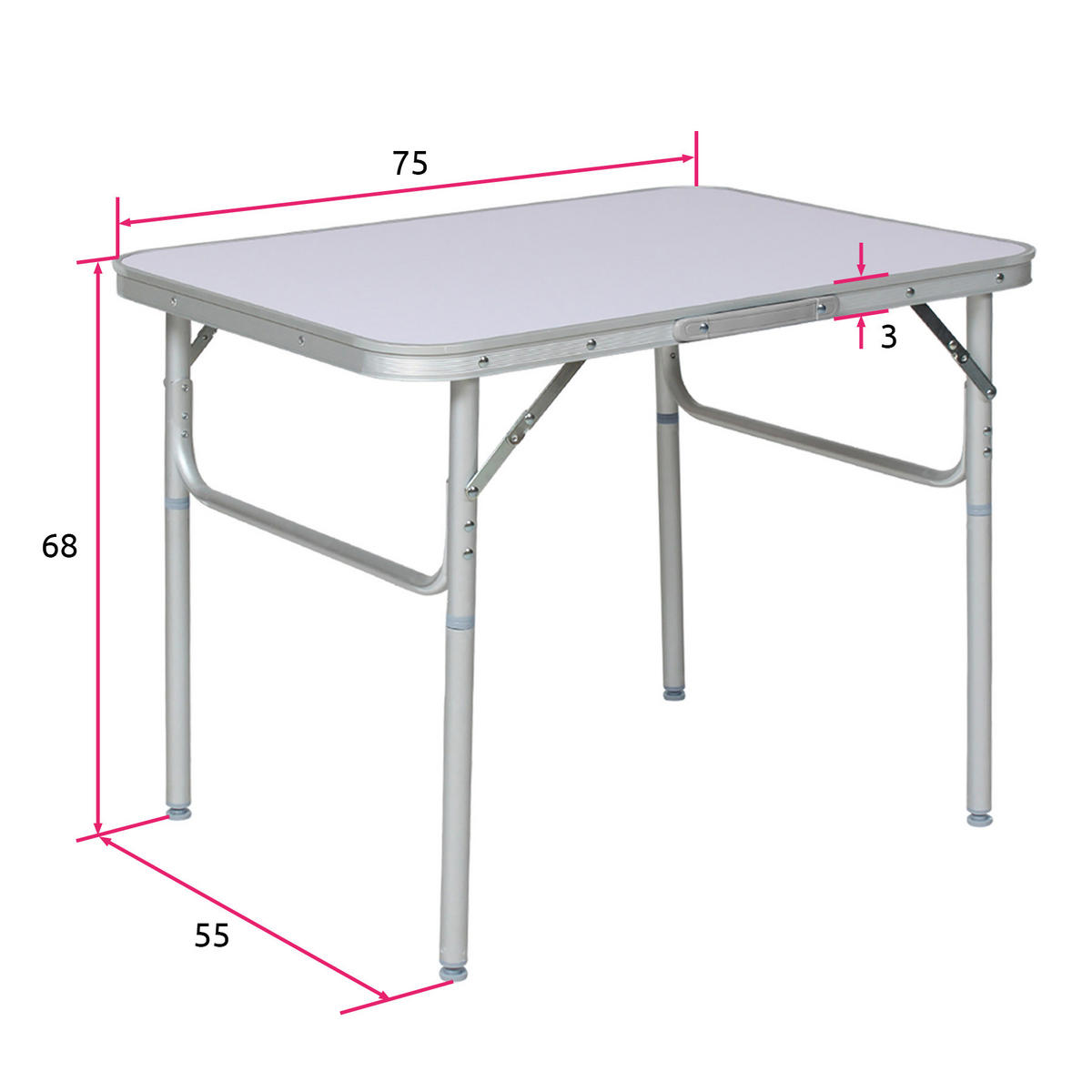 CAMPINGTISCH Lothar,75 x 55 x 68 cm,grau - Grau, Metall (75/55/68cm) - tectake