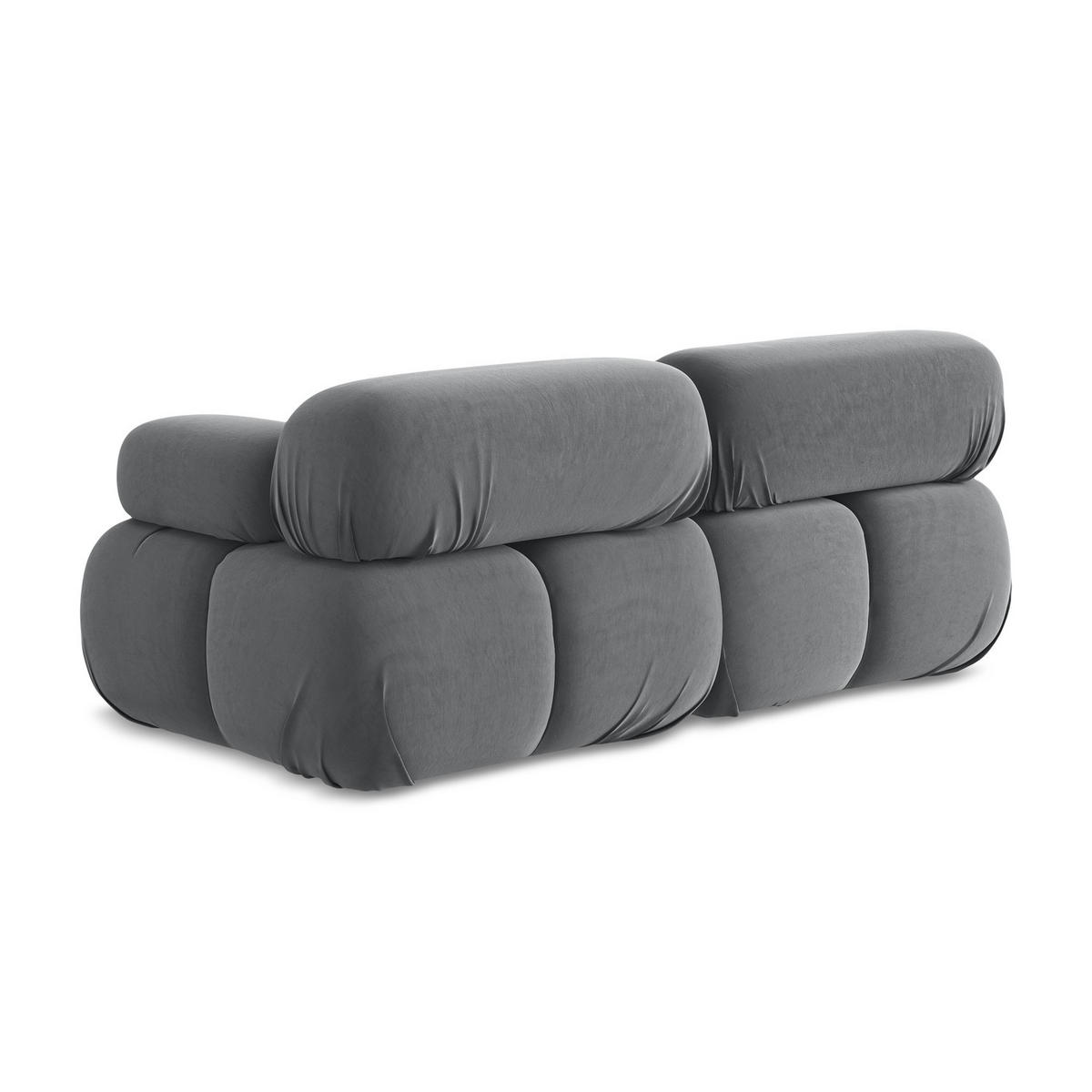 2-SITZER-SOFA Samt Stoff Grau - Dunkelgrau/Schwarz, Kunststoff/Textil (190/70/96cm) - LaMiaSofa