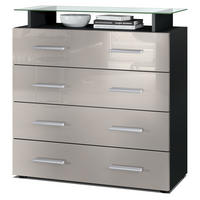 KOMMODE Pavos Sandgrau Hochglanz - Sandfarben, Holzwerkstoff (76/81/35cm) - Vladon