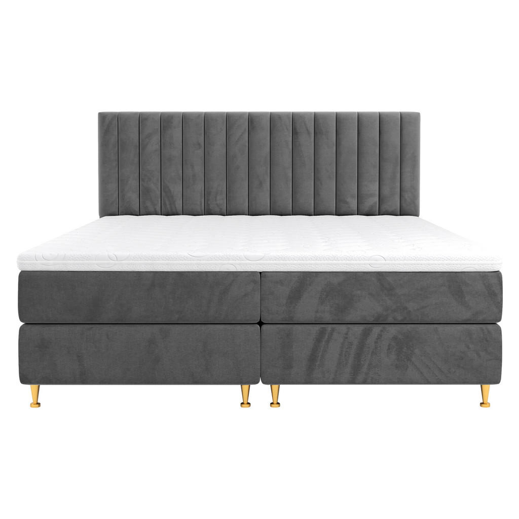 Thumbnail - Mirjan24 Boxbett, Grau, Textil, H3, Höhe ca. 19 cm, Rechteckig, 160x200 cm, Schlafzimmer, Betten, Boxspringbetten