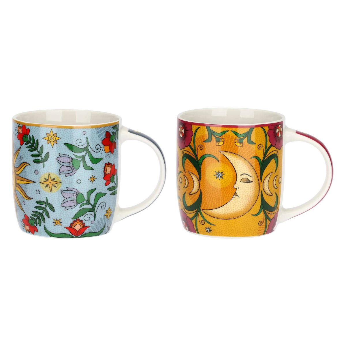 PORZELLANBECHER 2er Set MIRABILIA 350 ml „Sole & Luna“ - Orange, Keramik (0.36L)