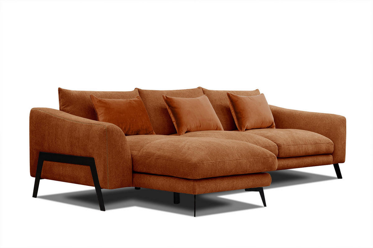 ECKSOFA WINTER 4-Sitzer, dunkelorange - Dunkelorange/Schwarz, Holzwerkstoff/Textil (158/269cm) - Courtois Laville