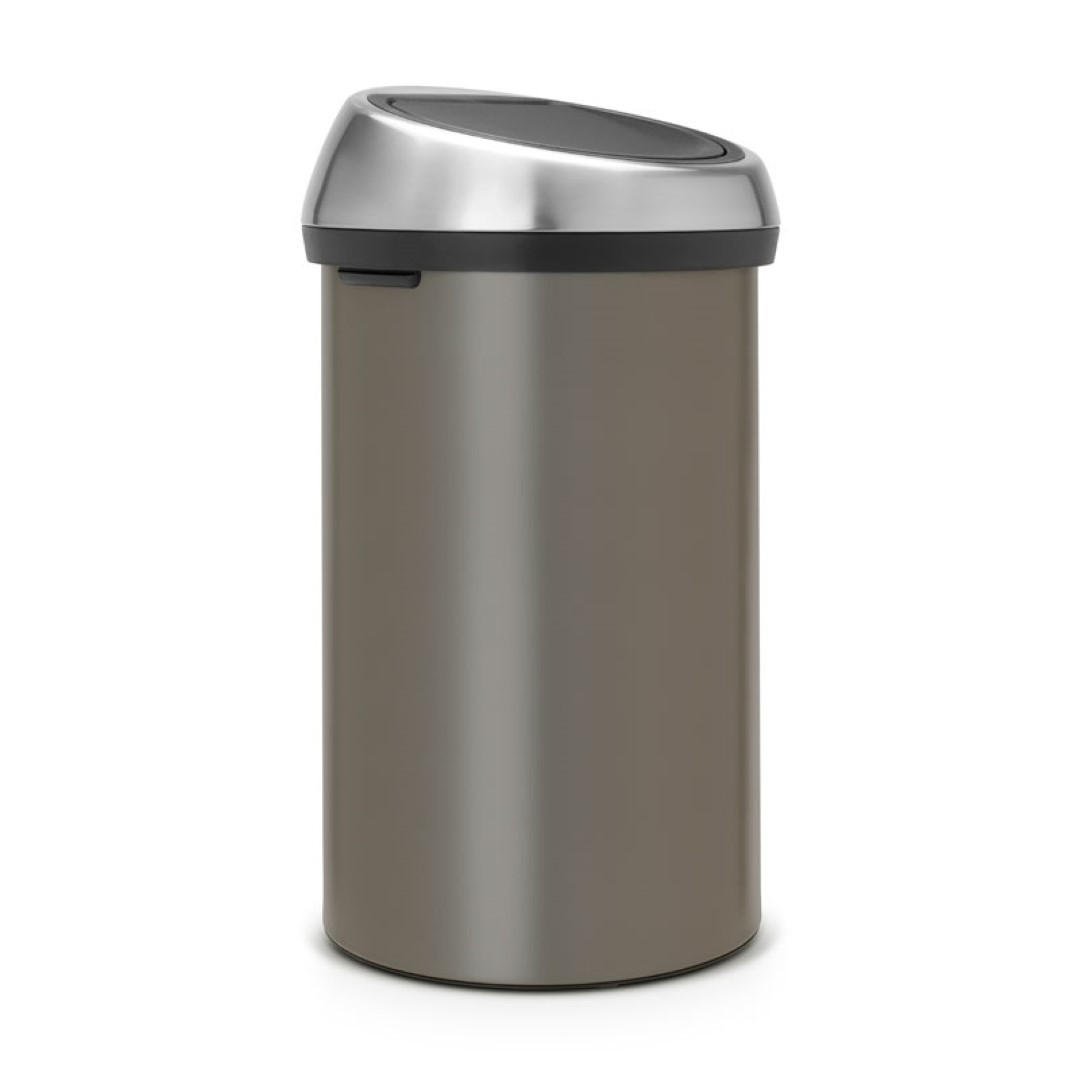 MÜLLEIMER Mit Soft Touch Öffnung 60 Liter 71 x 40 x 40 cm Metall Platin - Grau, Metall (40/71/40cm) - PROREGAL