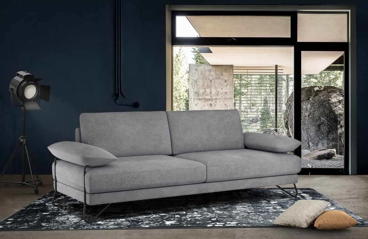 SOFA LORI 3-Sitzer, grau - Schwarz/Grau, Holzwerkstoff/Textil (245/87/96cm) - Courtois Laville