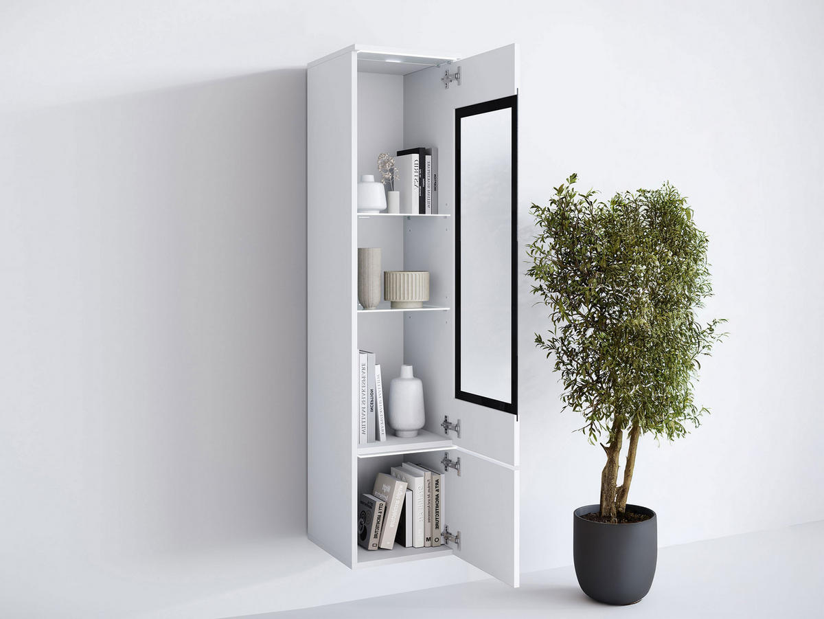 HÄNGEVITRINE Vera 002 mit LED Beleuchtung - Alufarben/Graphitfarben, Holzwerkstoff/Kunststoff (30/130/33cm) - MIRJAN24