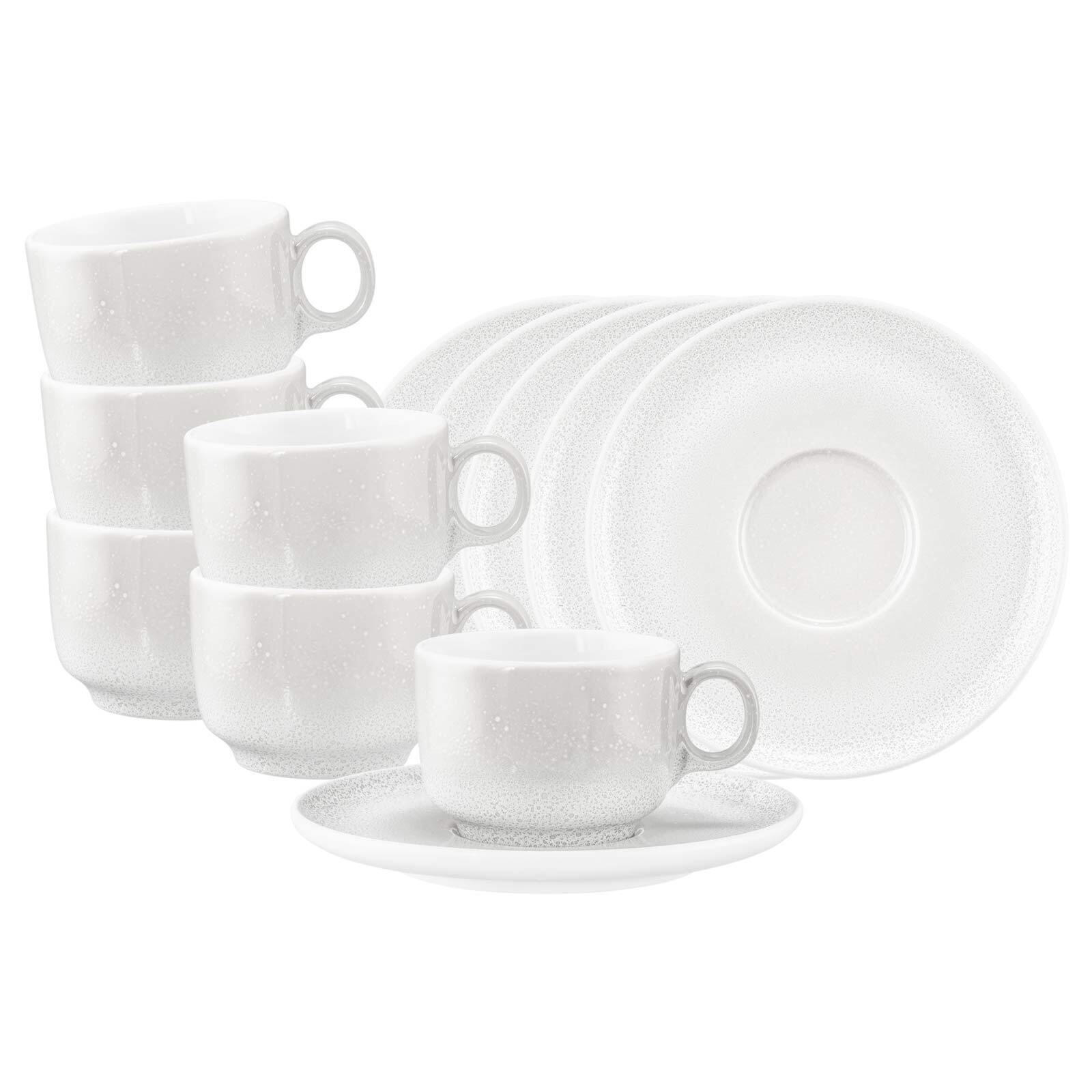 KAFFEETASSEN MIT UNTERTASSEN Sento Home Aura white 210 ml 6er Set - Weiß, Keramik (0.21L) - Seltmann Weiden