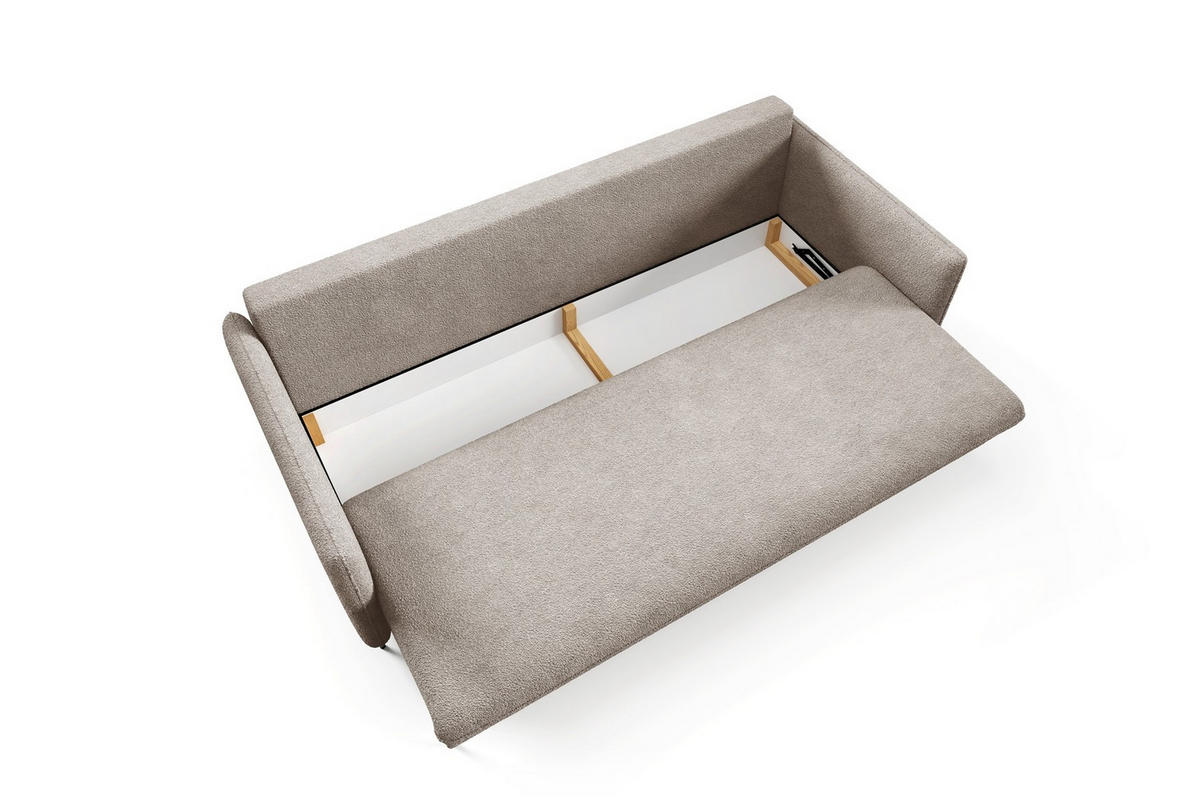 SCHLAFSOFA Belis Boucle in Beige - Beige, Holzwerkstoff/Textil (216/95/91cm) - Bettso
