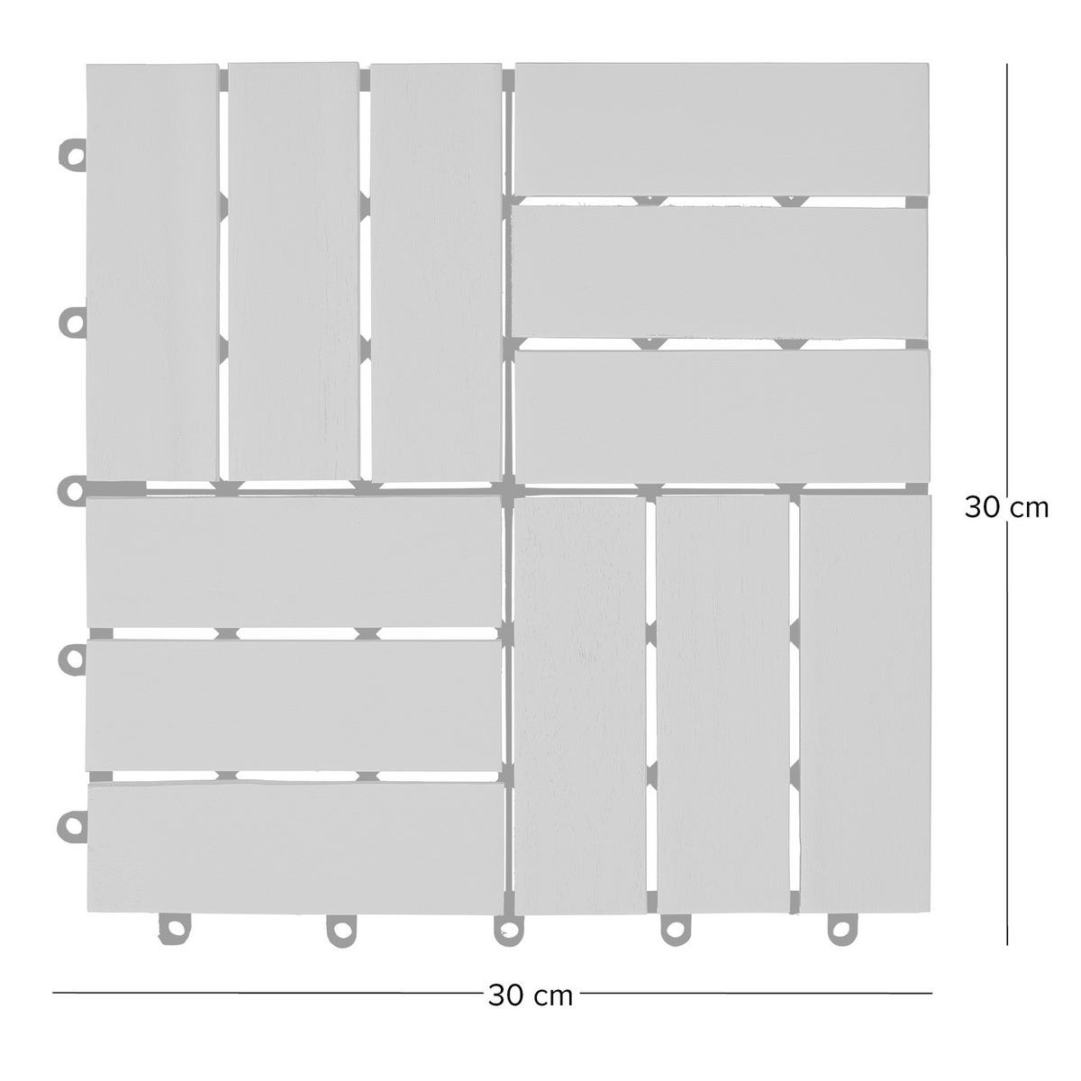 TERRASSENFLIESE - Akazie massiv - 10er-Set - Grau, Holz/Kunststoff (30/30/2.4cm) - home24