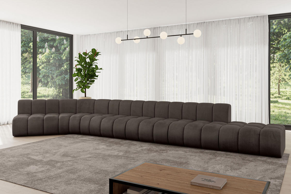 ECKSOFA modulares Sofa Brilo-L3 - 562x174x70 cm Braun - Braun, Holzwerkstoff/Textil (562/174cm) - ALTDECOR