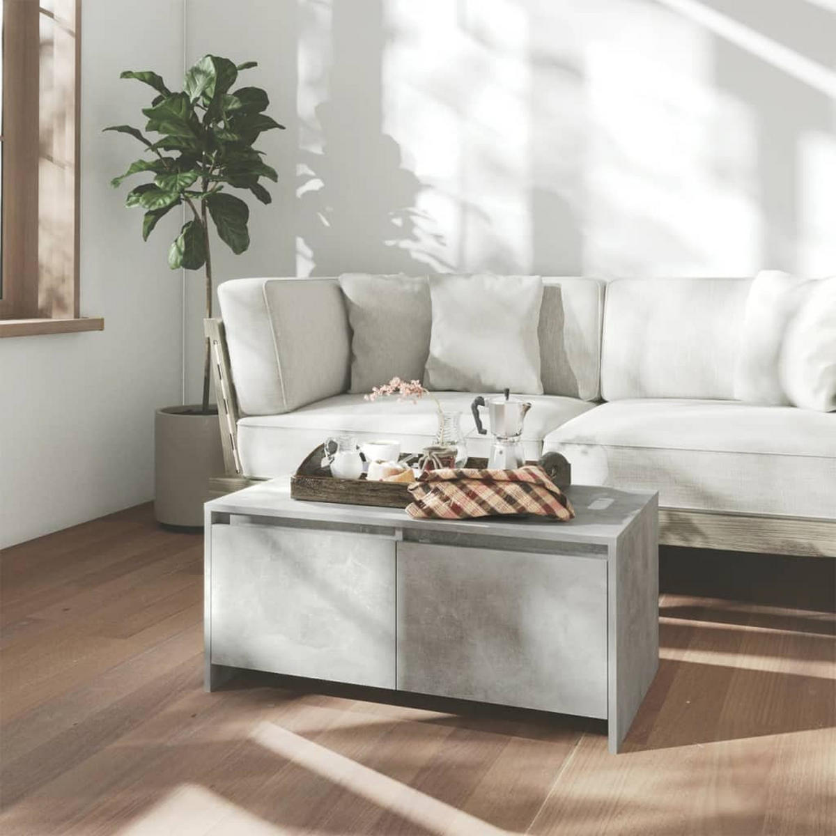 COUCHTISCH Betongrau 90x50x41,5 cm Holzwerkstoff - Grau, Holzwerkstoff (90/50/41.5cm) - furnicato