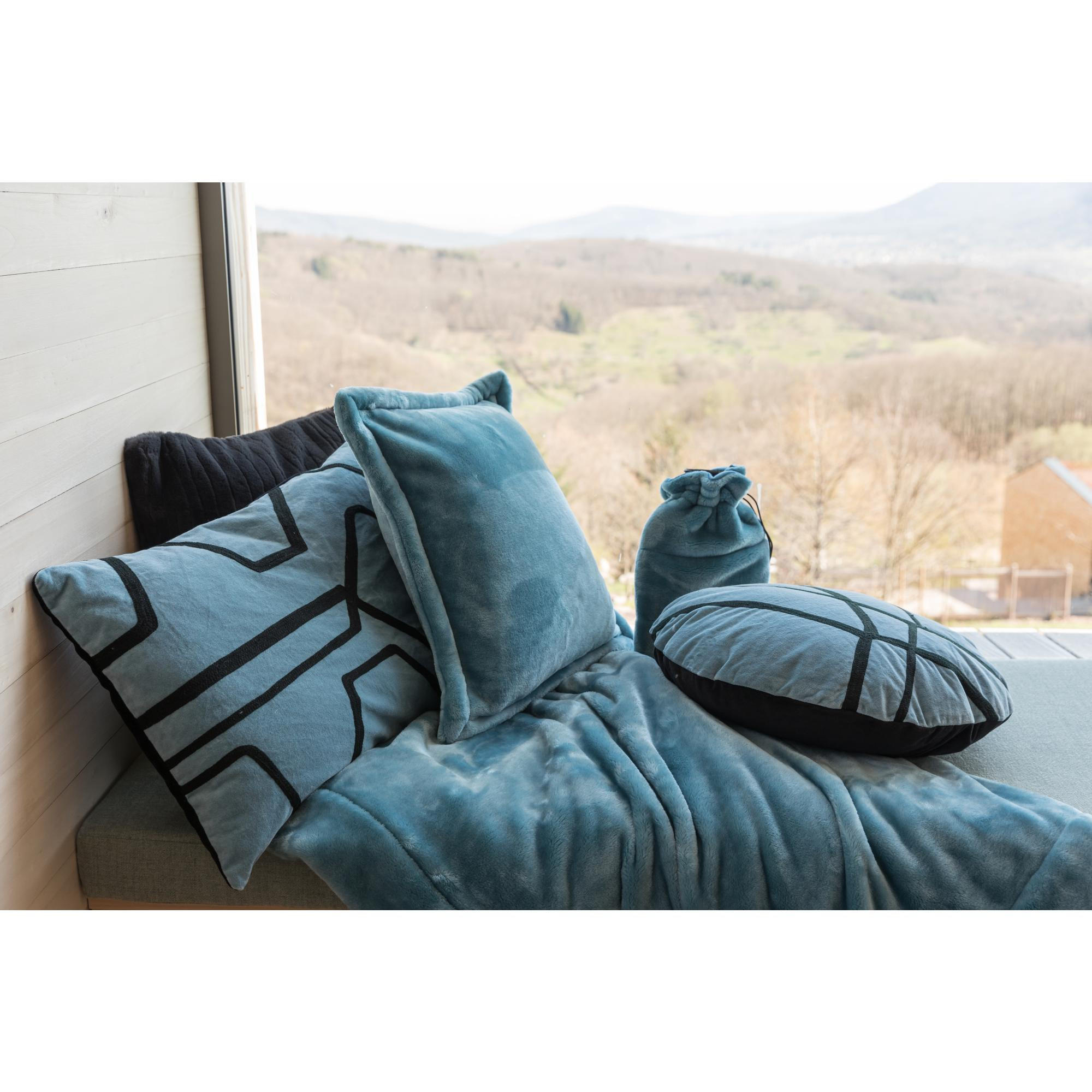 KISSEN Tender quarzgrau 50 x 50 cm - Blau, Textil (50/50cm) - Vivaraise