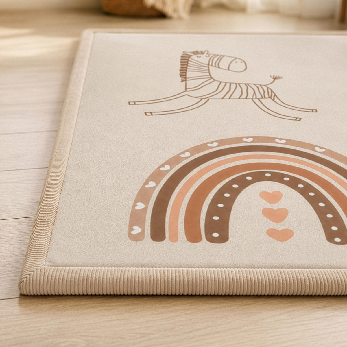 KRABBELTEPPICH samtweich und kuschelig "Regenbogen" 120x170cm - Beige, Textil (120/170cm) - Sanosoft