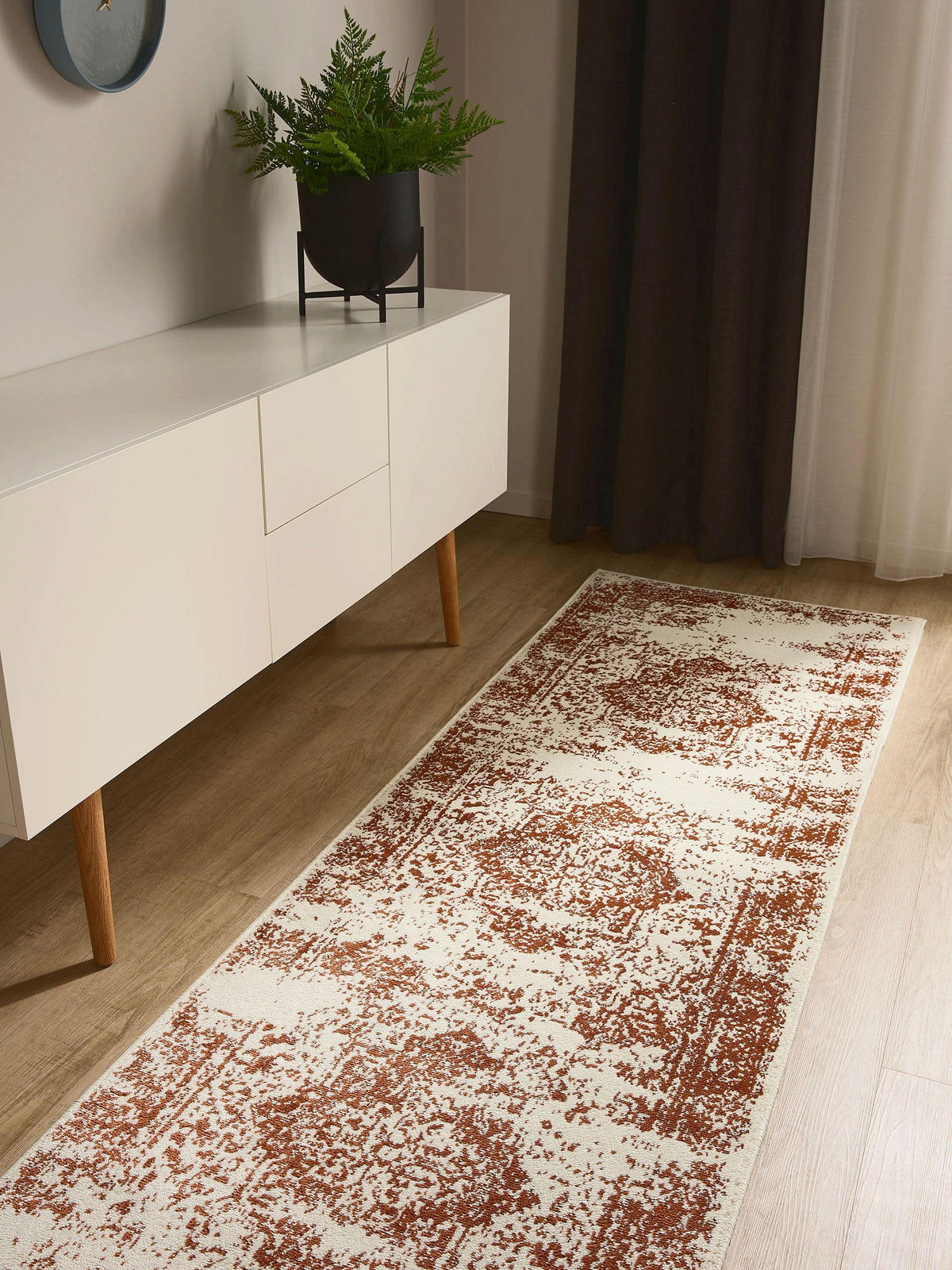 VINTAGE-LÄUFER Suki 80/240 cm - Creme/Orange, Kunststoff (80/240cm) - benuta