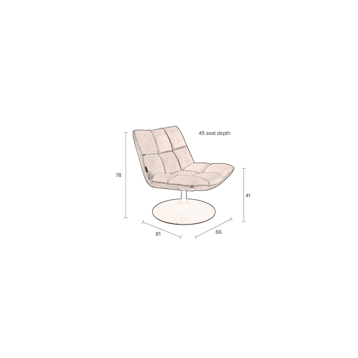 SESSEL Bar Bouclé Goldbraun - Braun, Textil (76/78/74cm) - Dutchbone