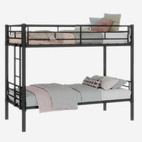 ETAGENBETT umbaubar 196/103/156 cm, Schwarz mit Leiter und Geländer - Schwarz, Metall (90/190cm) - MIVRAY