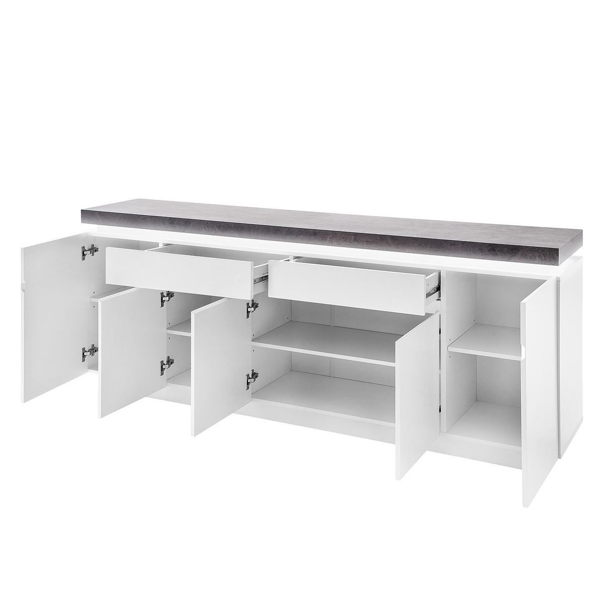 SIDEBOARD - MDF - Weiß/Grau, Holzwerkstoff (200/81/40cm) - home24