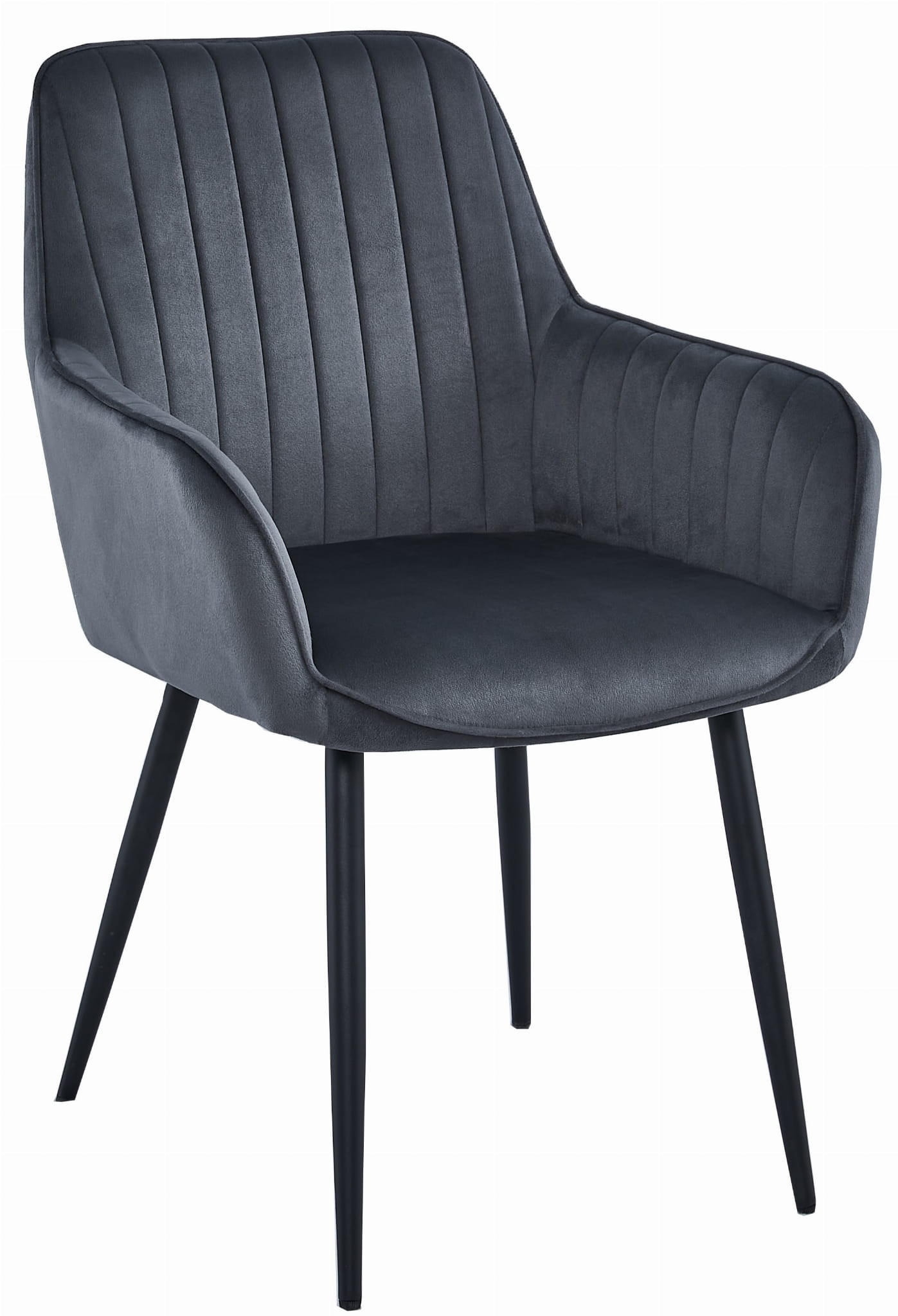STUHL OSILO 1 Stück, Grau, Schwarz, Schwarze metallische Beine - Anthrazit, Textil/Metall (55/84/46cm) - Komodee