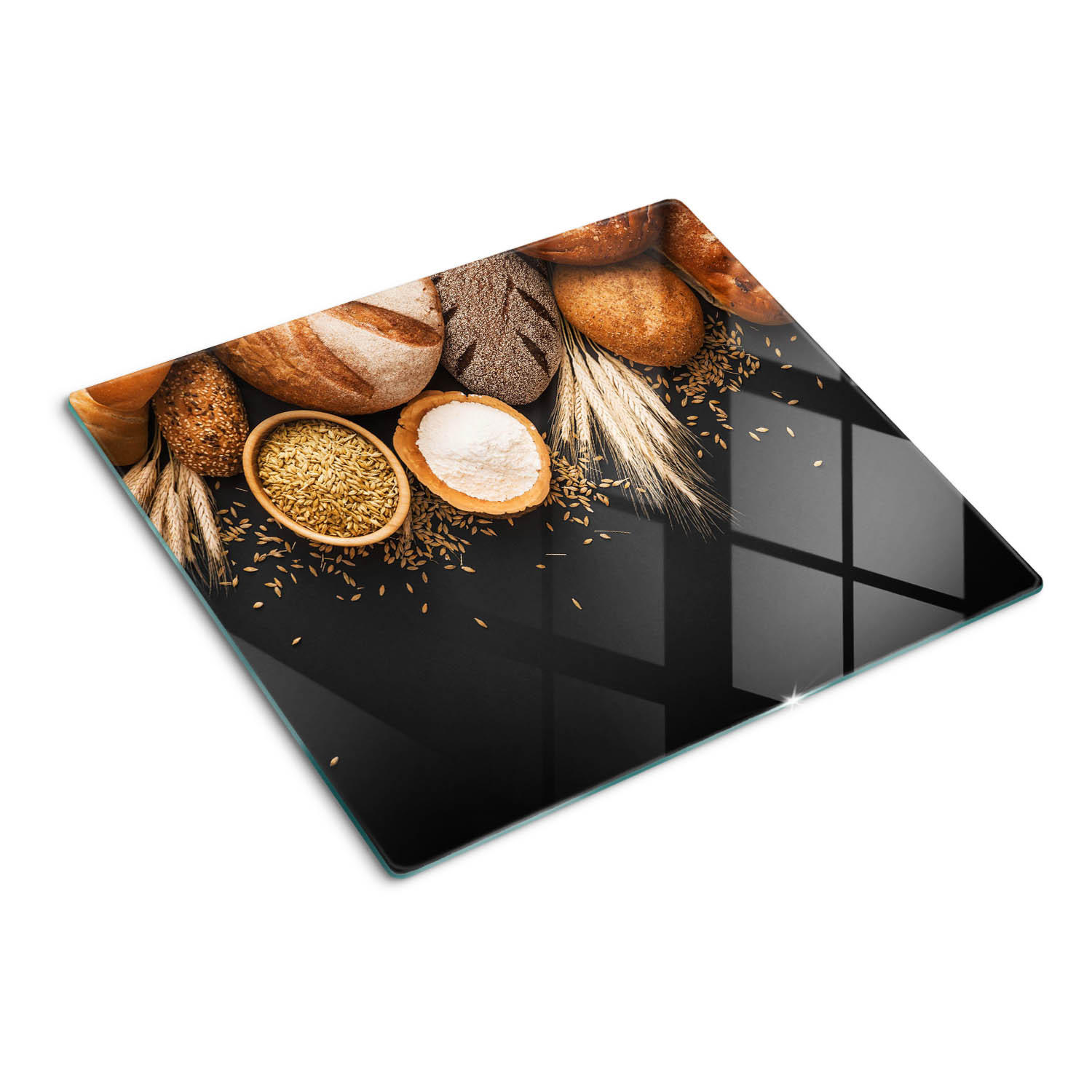 GLASPLATTE 60x52 cm Brot und Weizen - Braun, Glas (60/0.4/52cm) - TULUP