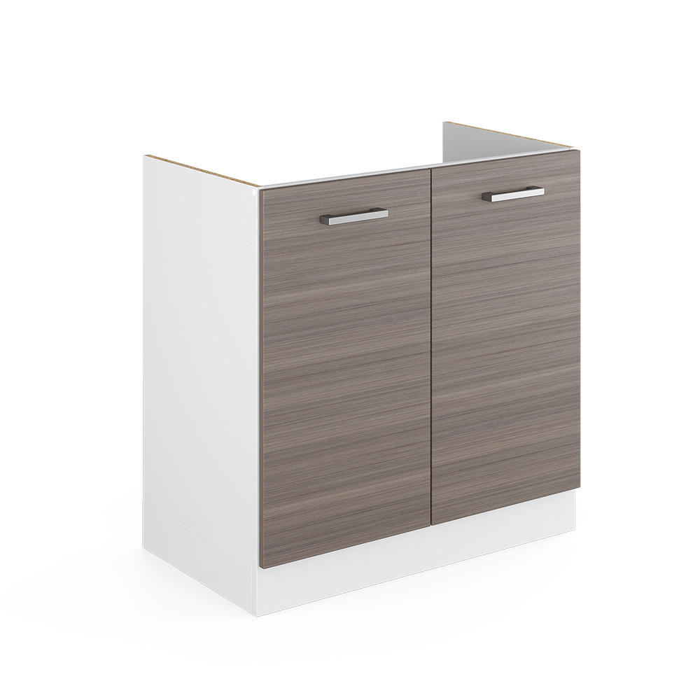 SPÜLENUNTERSCHRANK R-Line Grau 80 cm mit Türen, ohne Arbeitsplatte - Weiß/Grau, Holzwerkstoff (80/81.6/46cm) - Vicco