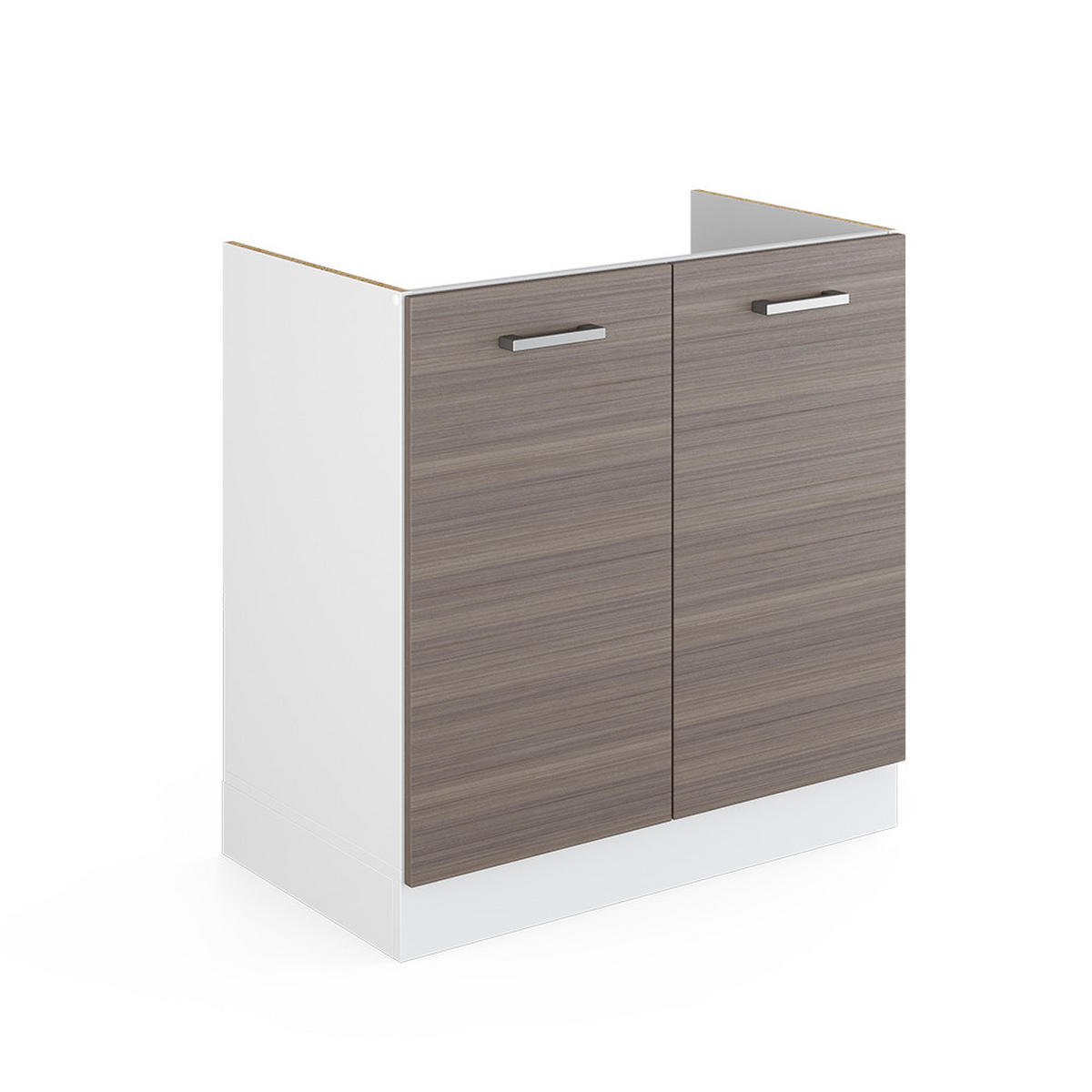 SPÜLENUNTERSCHRANK R-Line Grau 80 cm ohne AP - Weiß/Braun, Holzwerkstoff (80/81.6/46cm) - Vicco