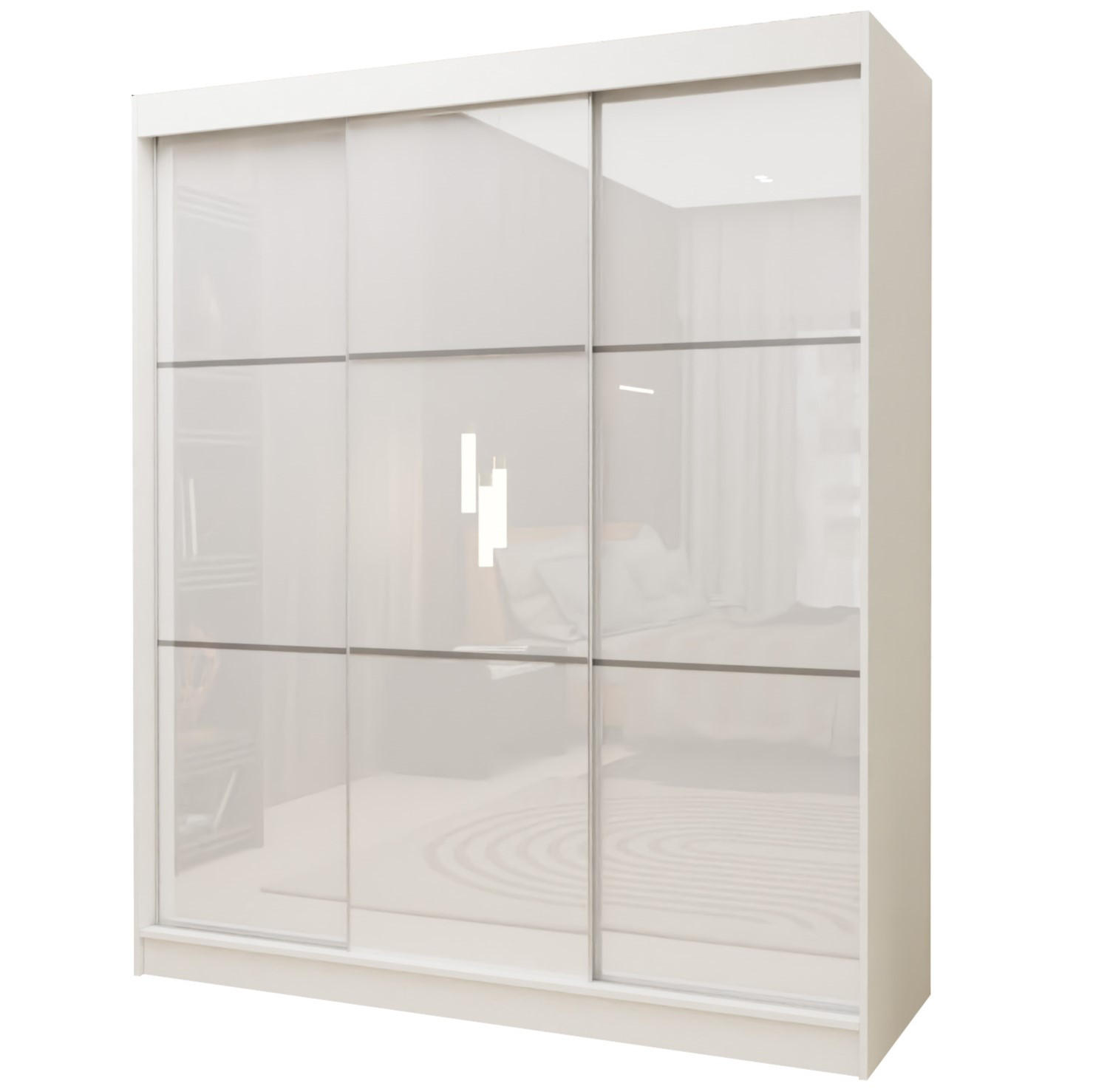 Masseno Schwebetürenschrank Weiß 180x216x61 cm