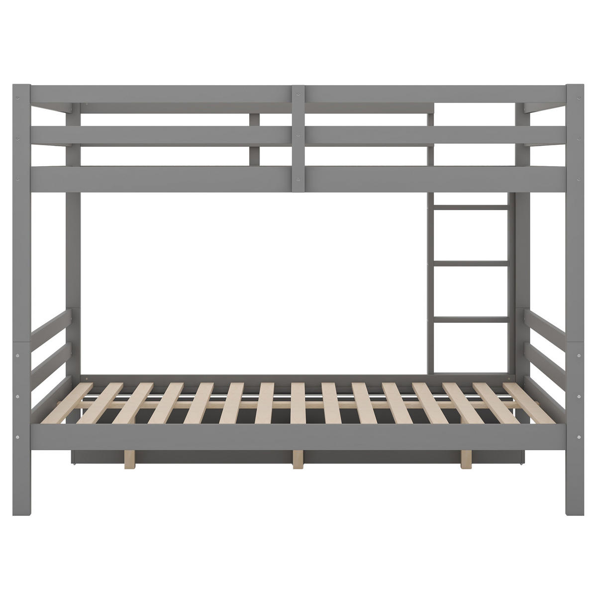 ETAGENBETT 140/200 cm in Grau mit Stauraum und hohen Geländern - Grau, Holz (140/200cm) - BEAOK