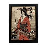 POSTER Piratenkunst Japan A4 Schwarzer Rahmen - Schwarz, Papier (29.7/5/21cm) - Nacnic