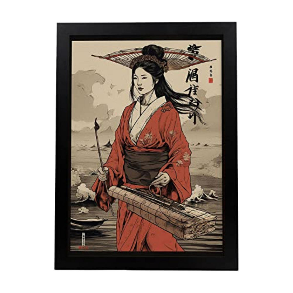 POSTER Piratenkunst Japan A4 Schwarzer Rahmen - Schwarz, Papier (29.7/5/21cm) - Nacnic