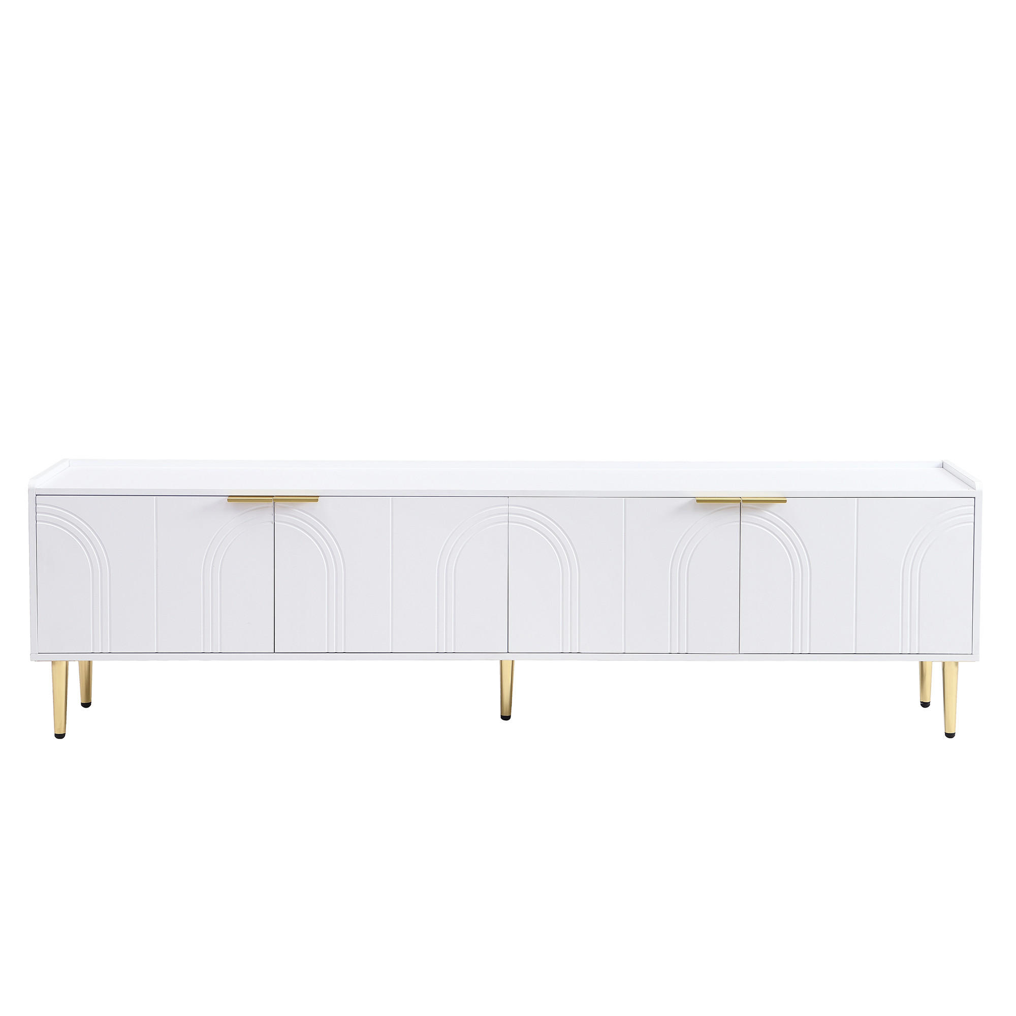 TV-SCHRANK 170/35/47.5 cm Weiß mit 3D-Türen und Goldfüßen - Goldfarben/Weiß, Holzwerkstoff/Metall (170/47.5/35cm) - Oxeza