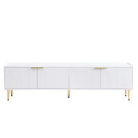TV-SCHRANK 170/35/47.5 cm Weiß mit 3D-Türen und Goldfüßen - Goldfarben/Weiß, Holzwerkstoff/Metall (170/47.5/35cm) - Oxeza