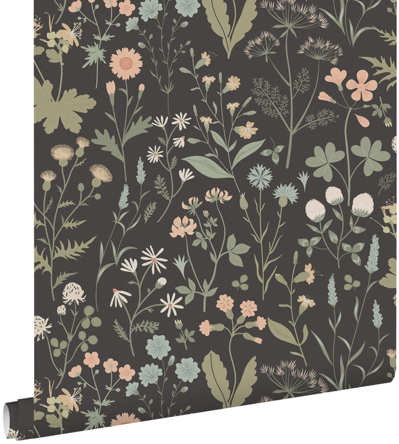TAPETE Feldblumen 50 x 900 cm - Schwarz, Papier (50/900cm) - ESTAhome