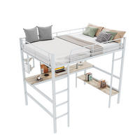HOCHBETT 90/200 cm aus Metall mit Schreibtisch, Regalen und Bücherregal, Weiß - Weiß, Metall (90/200cm) - Redom