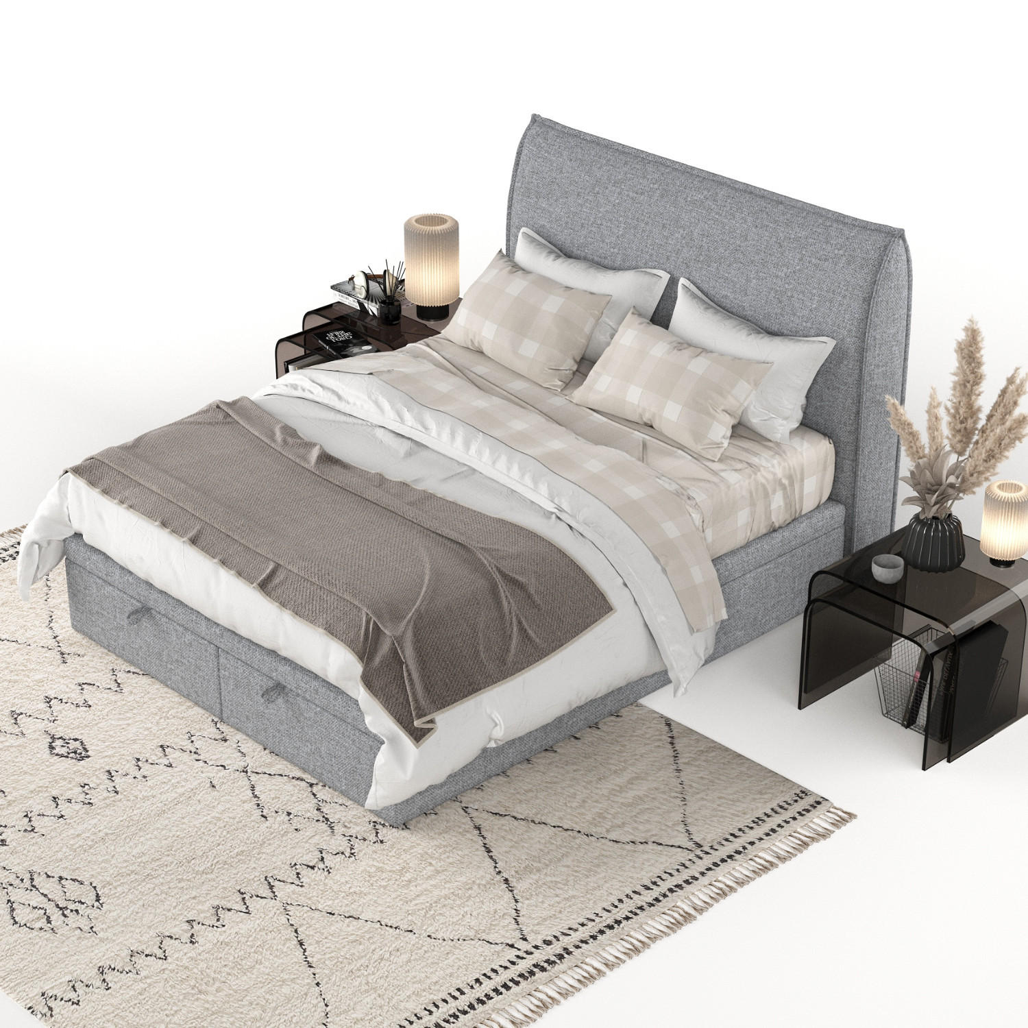 POLSTERBETT Tuvalu mit Stauraum 120/200 cm Grau im Alta Stoff - Schwarz/Grau, Holz/Holzwerkstoff (120/200cm) - AltaBeds