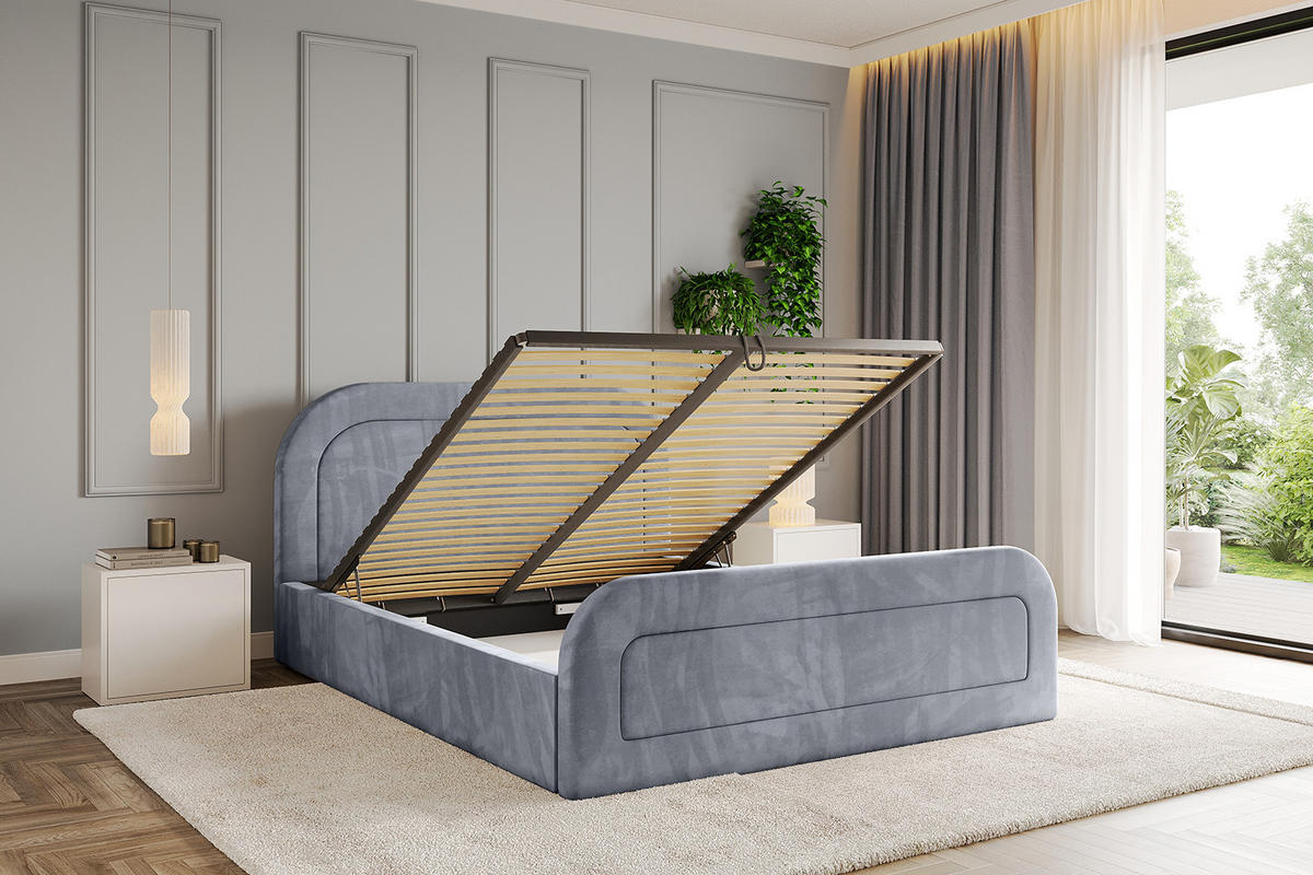 POLSTERBETT mit Bettkasten, Fußteil und Lattenrost, Boxbett ohne Matratze - LERAY-Z 120x200 Grau - Grau, Holzwerkstoff/Textil (120/200cm) - ALTDECOR
