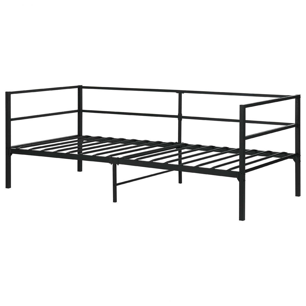 BETT mit Lattenrost 90x200 cm Schwarz Battut - Schwarz, Metall (90/200cm) - Beliani