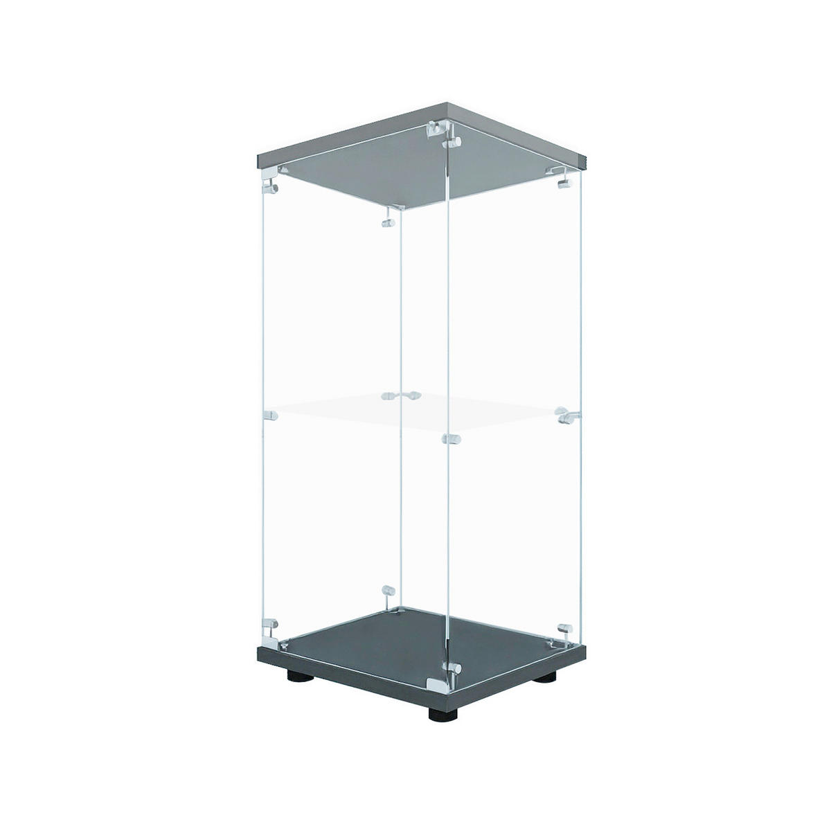 GLASVITRINE, LED-Beleuchtung, 2 Einlegeböden, 1 Tür, ideal zum Sammeln und Dekorieren in Schwarz - Schwarz, Glas (36.5/86.2/40.35cm) - BRILVERDE